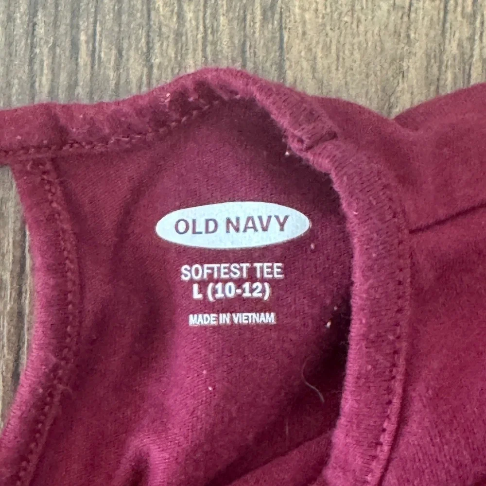 Old Navy Girls Softest Tee Burgundy Long Sleeve Strappy Back Top Size L 10-12